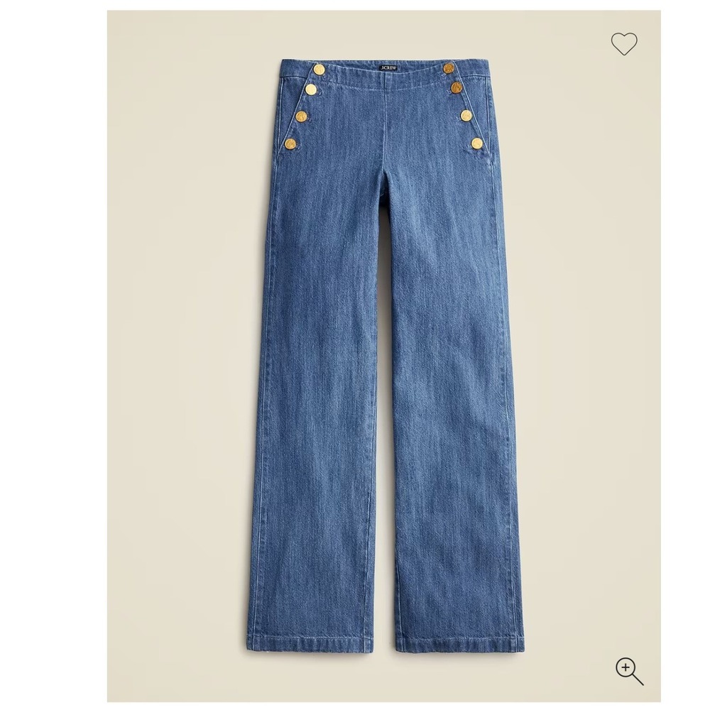 J. Crew Factory Wide Leg Sailor Jeans in Medium Blue with Gold Buttons